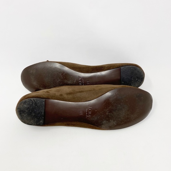 J Crew Suede Ballet Flats Round Toe Bow 8.5 brown - Picture 4 of 9